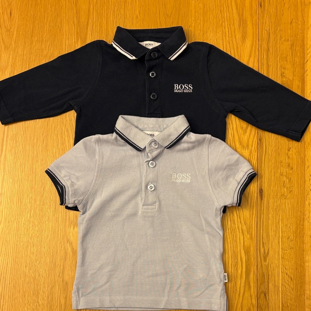 BOSS Hugo Boss Baby Polo Shirt Set - Navy and Light Blue - 6 months - 2 tops!